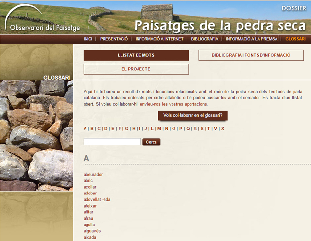 Glosario de la piedra seca